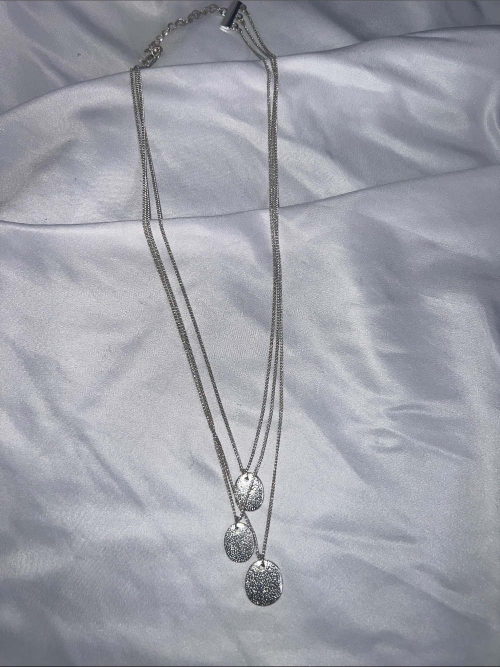 Minimalist Silver 3 Layered Pendant Necklace - Women Jewelry